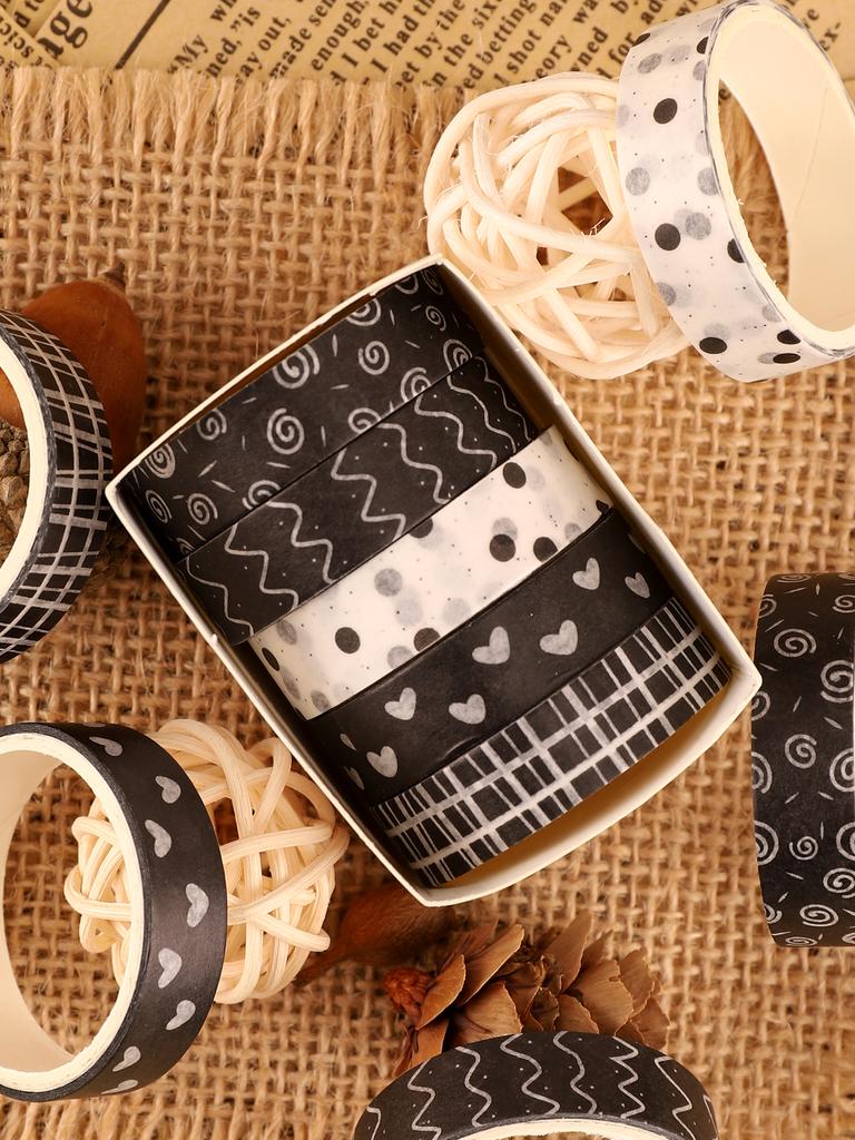 5rolls/Box Vintage Autumn Washi Tape Set Back To School Stationery Cute Washi Tape Scrapbooking Supplies Colored Masking Tape