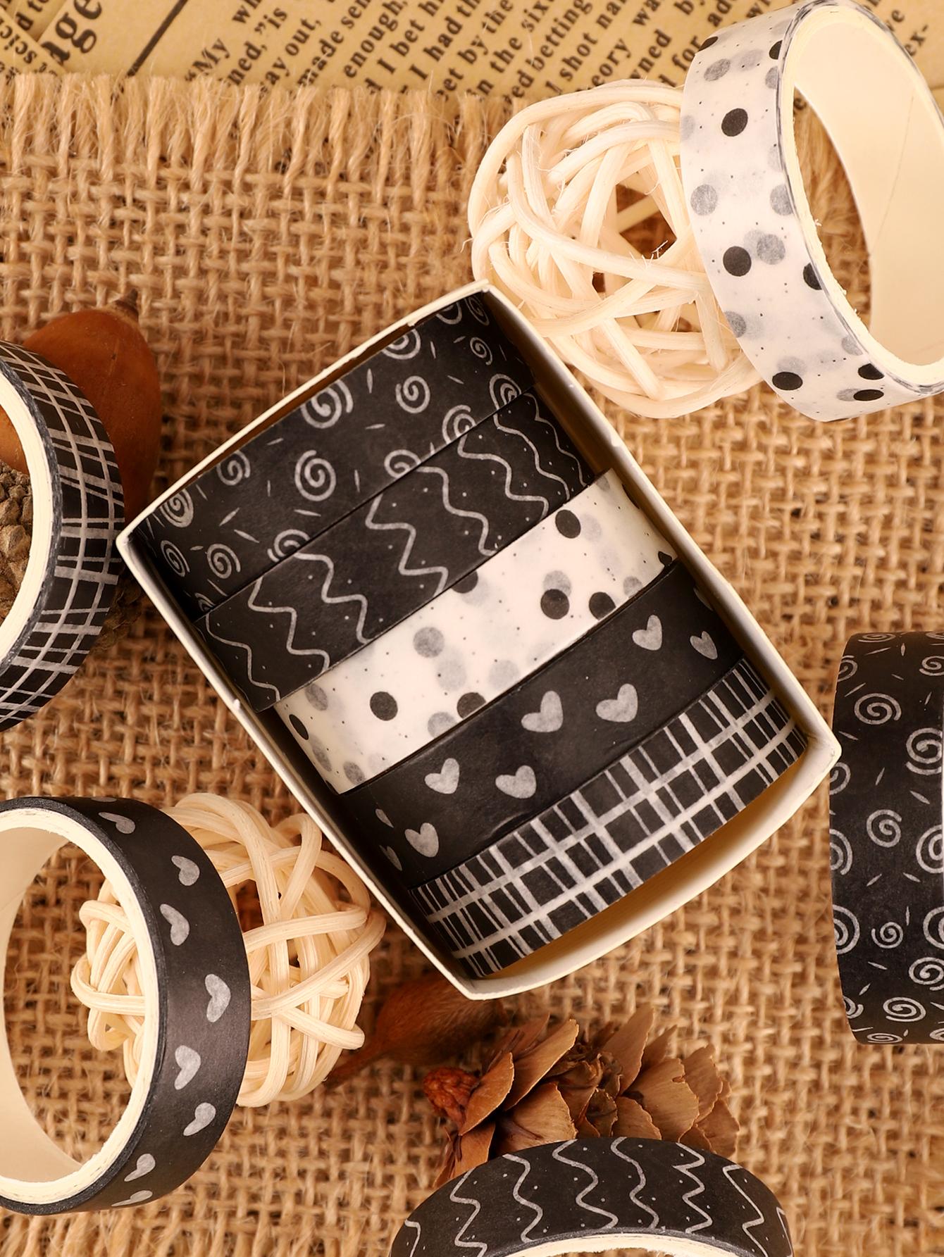 

5rolls/Box Vintage Autumn Washi Tape Set Back To School Stationery Cute Washi Tape Scrapbooking Supplies Colored Masking Tape