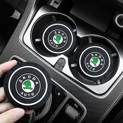 2Pcs Car Coasters Anti-slip Water Cup Mat Accessories For 3 2 VRS Vision Kodiaq Favorit Rapid Octavia A5