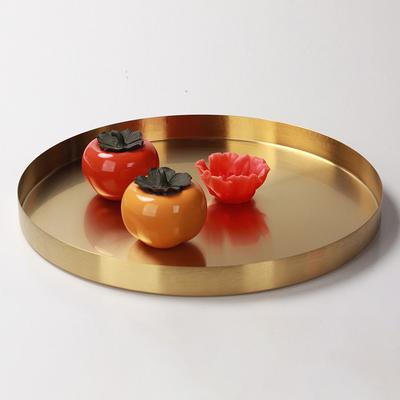 Nordic Light Luxury Runde Tee-Set Tablett Metall Schmuck Lagerung Tablett Modell Zimmer Obst Snack Lagerung Tablett Dekoration