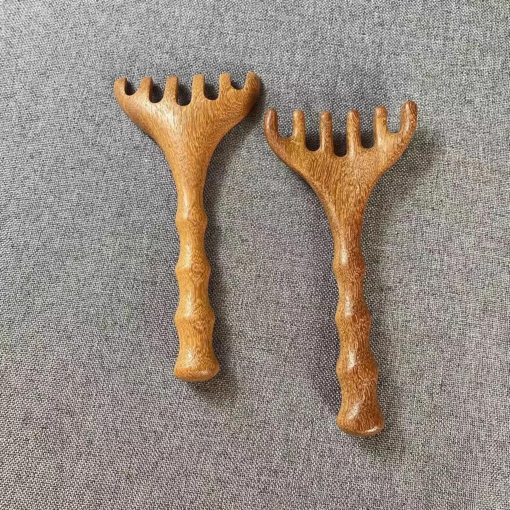 Body Meridian Massage Comb Sandalwood Deer Antlers Wide Tooth Acupuncture Help Blood Circulation Anti-static Smooth Hair