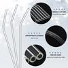 200*8mm Reusable Glass Straw Set High Borosilicate Smoothie Cocktails Straw Healthy Eco Friendly Drinking Straw with Clear Brush