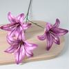 Artifical Lily Flowers with 3 Heads Full Bloom Real Touch Long Stem Fake Lily Bouquet for Home Hotel Flower Arrangement Wedding Party Decor