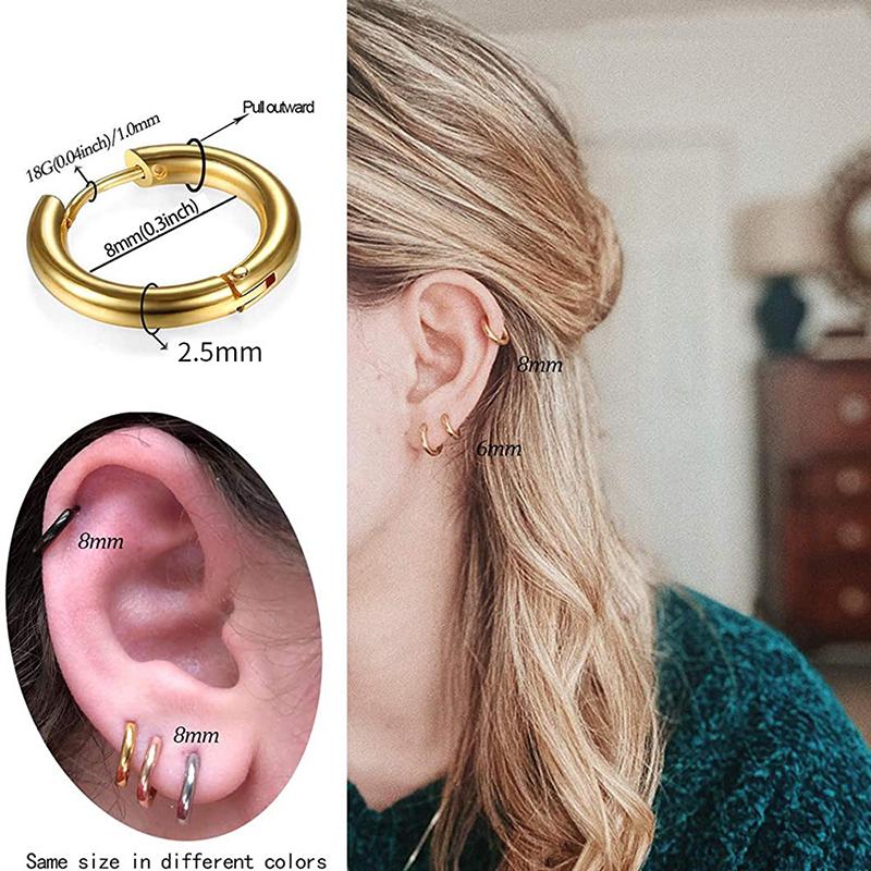 1PCS New Simple Stainless Steel Small Hoop Earrings for Women Men Cartilage Ear Piercing Jewelry Pendientes Hombre Mujer