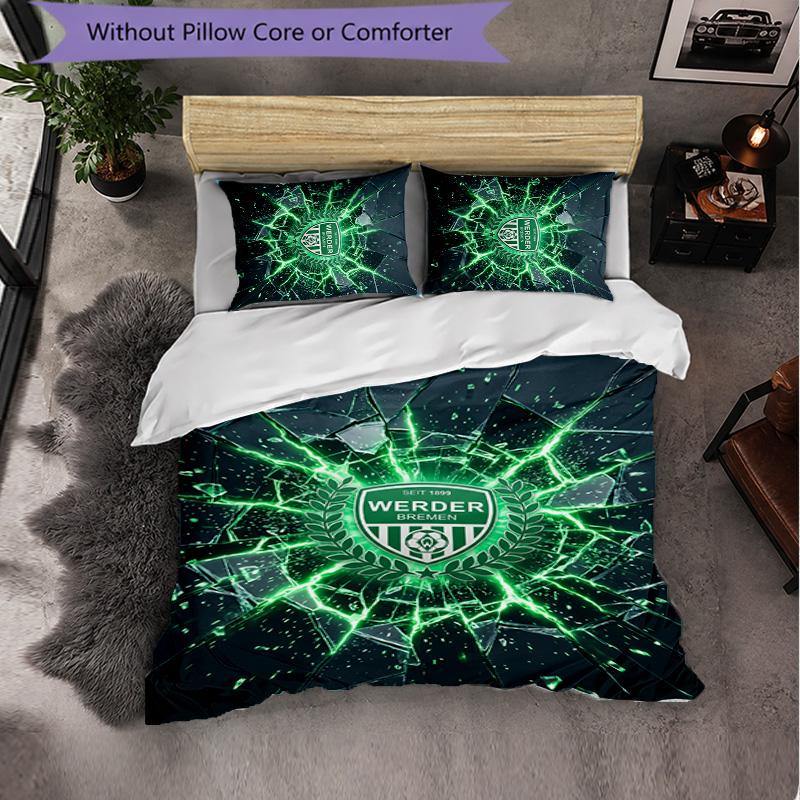 Werder Bremen Football 3 Piece Bedding Set Soft Duvet Cover Set with Pillowcases Printed Bedroom Decor Set for Home
