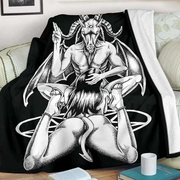 Gothic Satan Devil Mystery Printed Blanket Halloween Flannel Blanket All Seasons Universal Office Sofa Blanket
