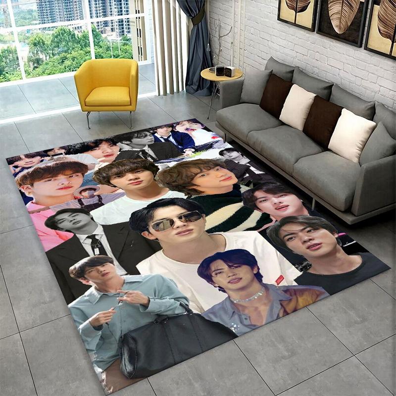Kpop B-BTS Kim Seok Jin Piosenkarz Dywanik do Pokoju Zabaw Sypialni Salonu Kanapy Wystrój Domu, Dywanik Podłogowy Antypoślizgowy Mata Podłogowa Prezent