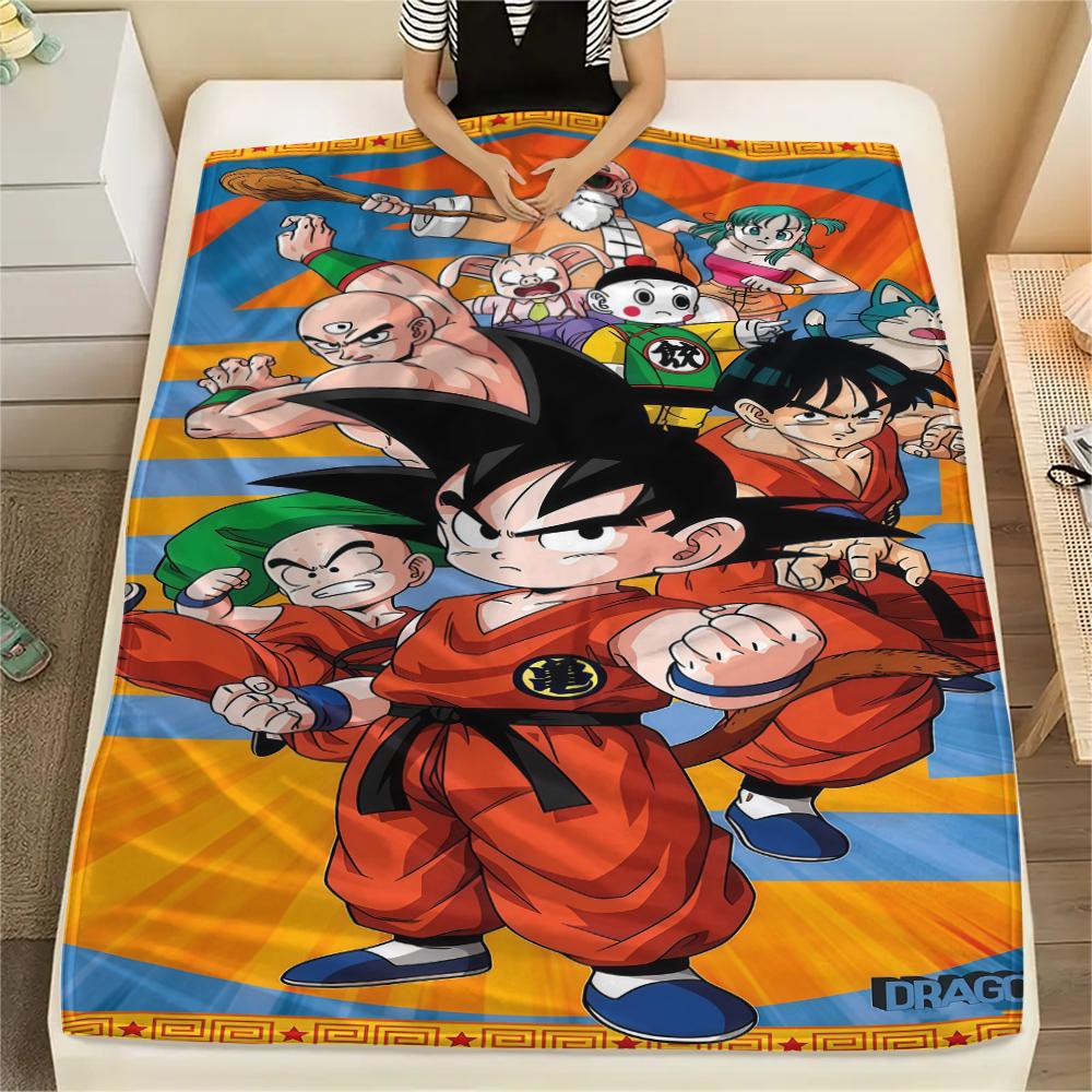 Son Goku Print Flannel Blanket, Suitable for Bedrooms, Sofas, Beds, Chairs, Picnics, Travel, Warm Soft -HE21