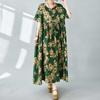 Simple Bohemian Print Dress Short Sleeve Round Neck Summer New Style Elegant Feel Long Dresses Women's Clothing