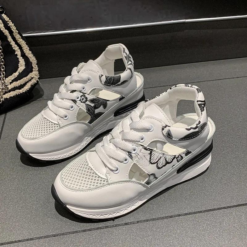 

Женские дышащие сетчатые спортивные сандалии Летние новые повседневные сандалии на танкетке с вырезами Женские удобные нескользящие туфли для ходьбы на толстой подошве 42 чёрный