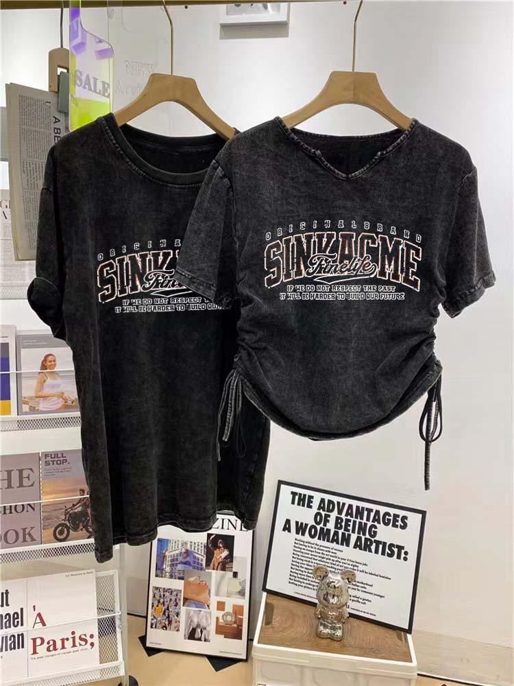 Distressed High Street Print Short Sleeve Pure Cotton Women's T-shirt – Summer 2025 National Tide Collection