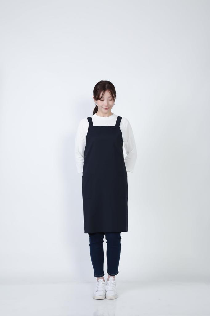 Bib Apron Bib Apron GT7013 Unisex Stretch Restaurant Uniform Navy L [Seven Uniform] H-Shaped Water-Repellent Oil-Repellent Quick-Drying
