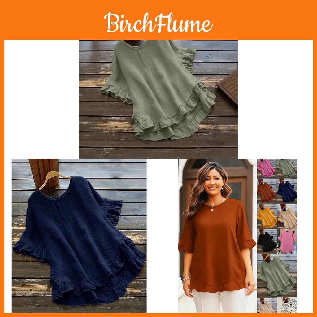 Ice Silk Blouse With Ruffle Sleeve For Casual Wear In Spring