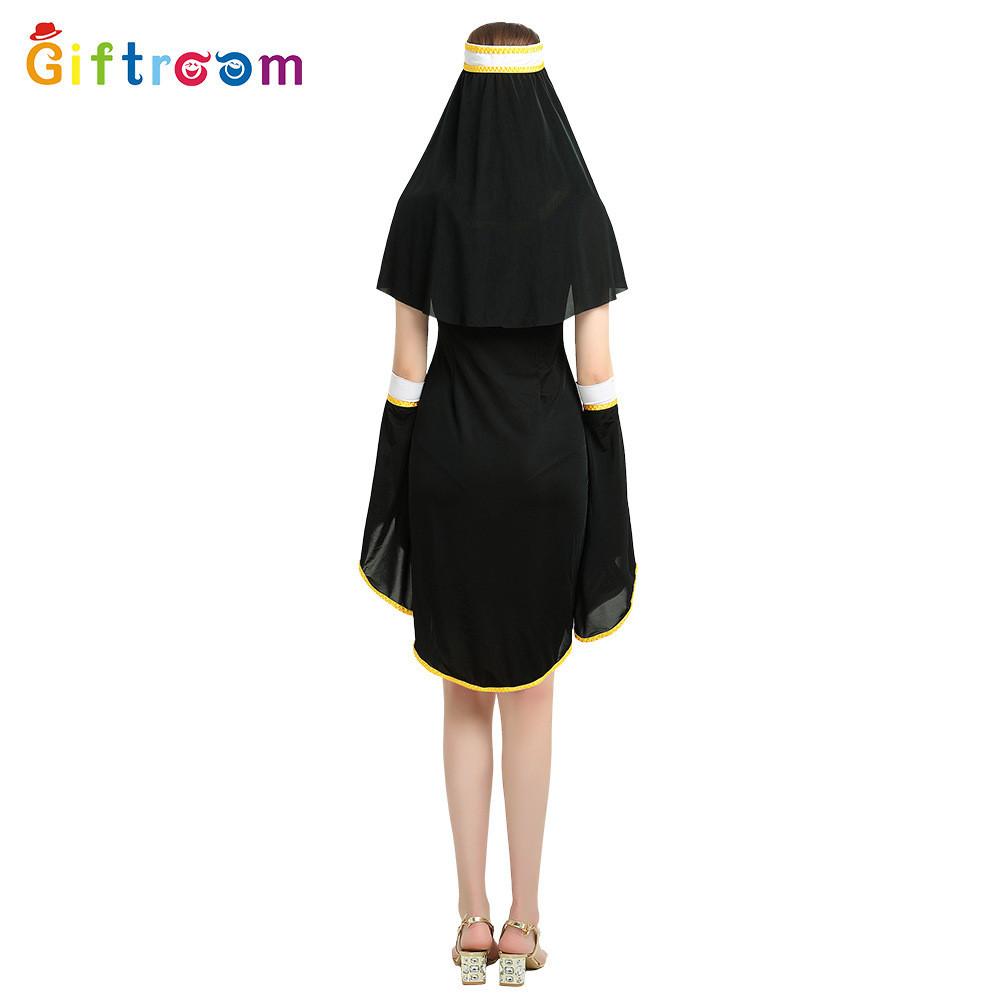 Halloween Nun Striking Cosplay Outfit Beautifully Crafted In Polyester For Stage Shows