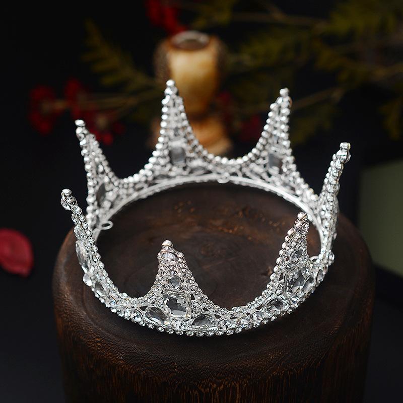 

Новые свадебные украшения с бриллиантами, простая круглая корона из сплава, тиара со стразами, аксессуары для свадебного платья