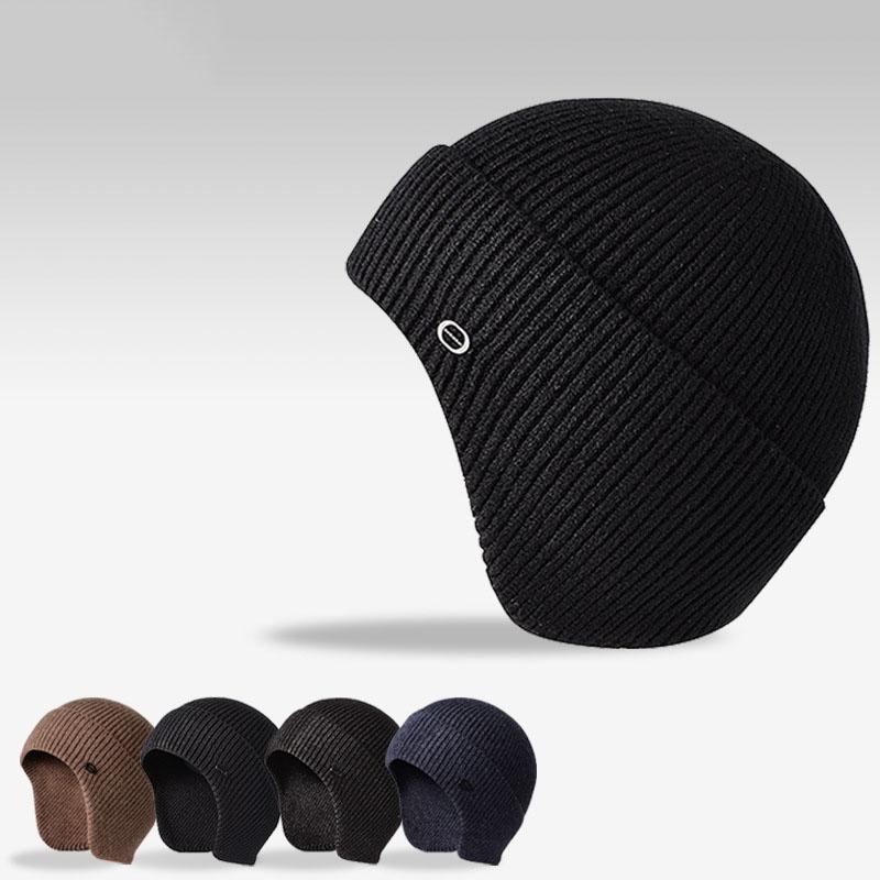 Autunno Inverno Caldi Berretti Skullies Per Donna Uomo Berretti Lavorati a Maglia Morbidi Elasticizzati Copricapo Termici Maschili con Paraorecchie