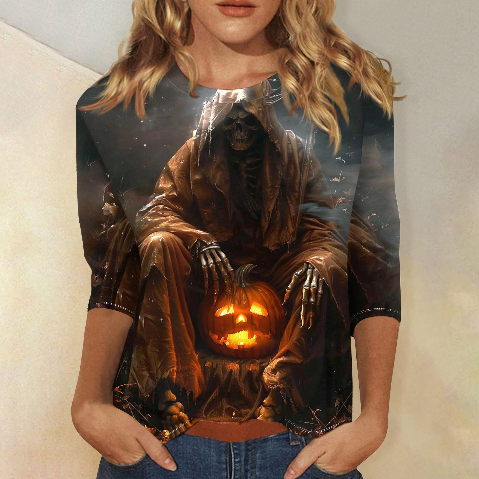 

Женская модная повседневная свободная футболка с круглым вырезом и рукавами 3/4 с принтом, женский топ XL