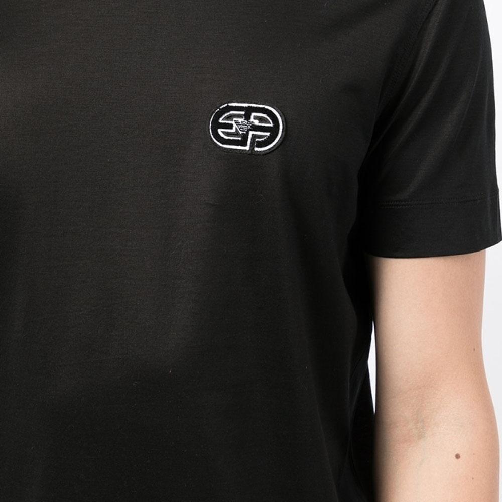 Emporio Armani SS23 Logo Embroidered Solid Color Crew Neck Short Sleeve T-Shirt Men Tops Black 6K1T72-1JUVZ-0999
