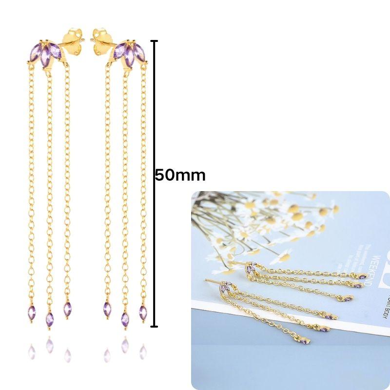 Damen 925 Silber Ohrstecker Lila Zirkon Ohrringe Creolen Lila Kristall Anhänger Ohrring Mode Hochzeits Schmuck