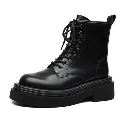 FashionSoft Leather Spring Autumn Platform Boots for Men New Designer British Style Eight-hole Men's Short Boots Shoes