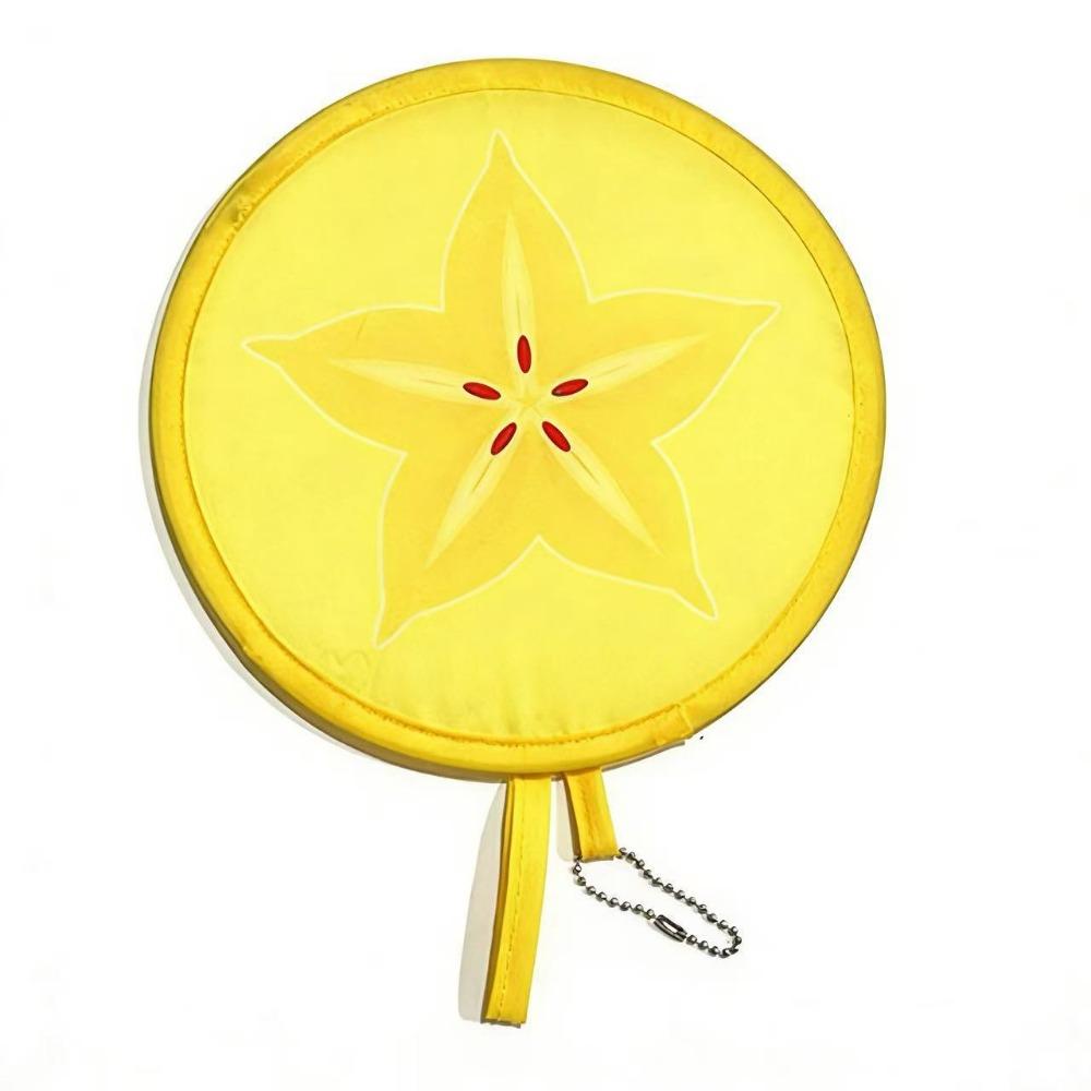 Polyester Handheld Folding Fan Fruit Pattern Cooling Fans Foldable Hand Fans Outdoor Use Carambola