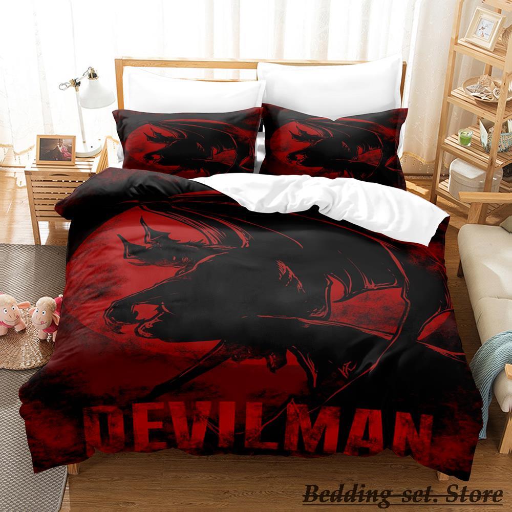 Devilman Sängkläder Set Enkel Twin Full Queen King Size Sängset Vuxen Barn Sovrum Påslakanset Anime Parure De Lit Säng