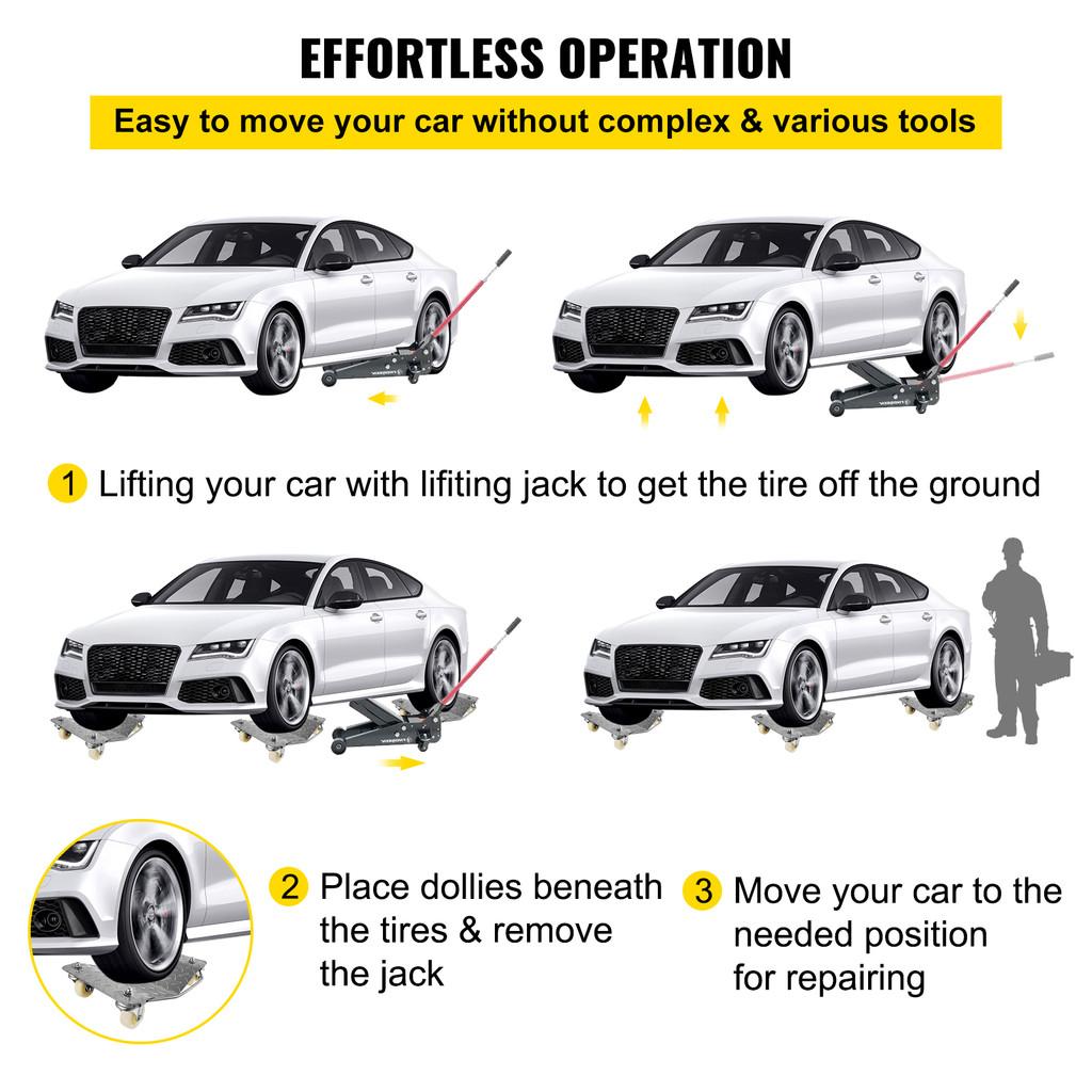 2 Pcs Car Tire Wheel Trolley Dollies 1100 Lbs Weight Capacity Parking Assistant Vehicle Moving Tire Skateboard