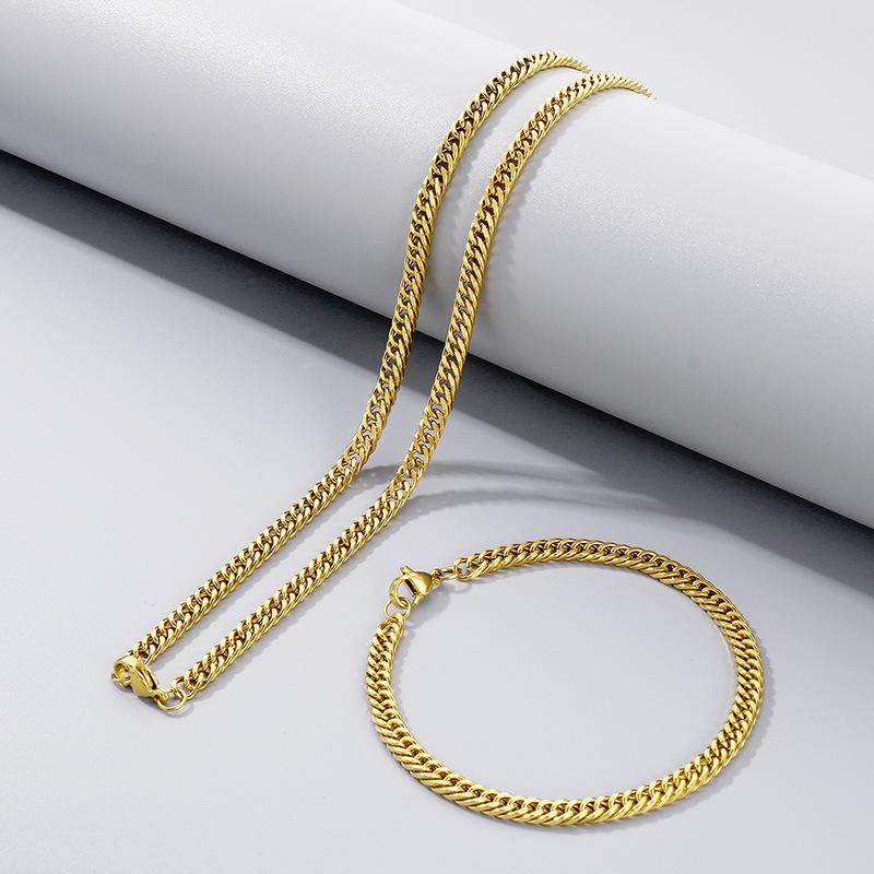 Jednoduchý hladký řetízek Dvojitě pletený Čtyřstranně broušený Náramek Hip-Hop Osobnost Více velikostí Bičíkový řetízek Titanová ocel Pánský náhrdelník
