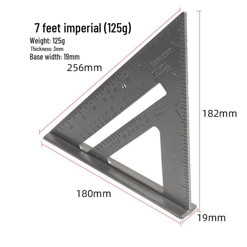 7-inch Aluminum Alloy Metric Imperial Woodworking Triangle Corner Ruler