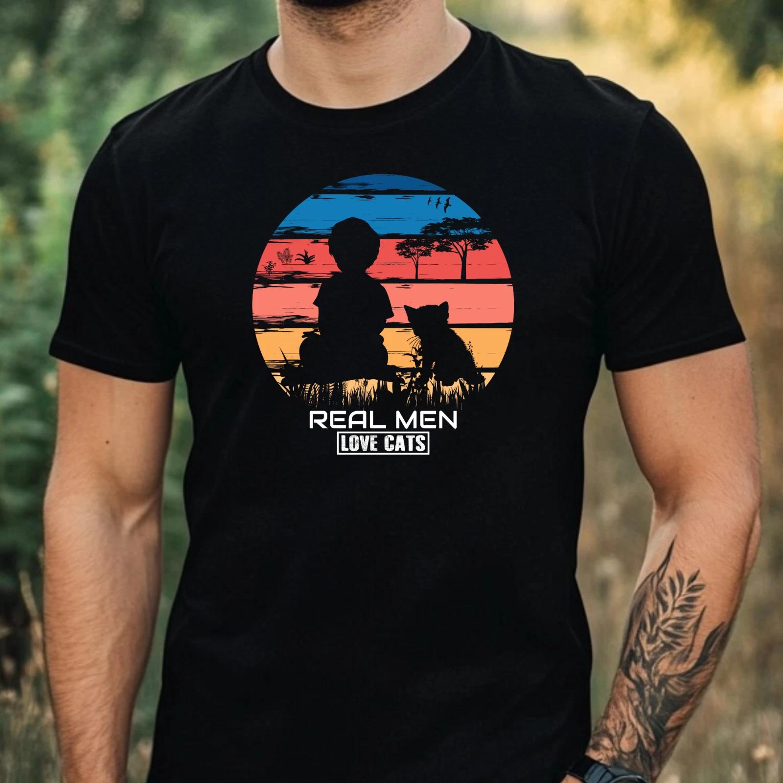 T-Shirt Herren Katzen Motiv Baumwolle Größe XS bis 5XL XS
