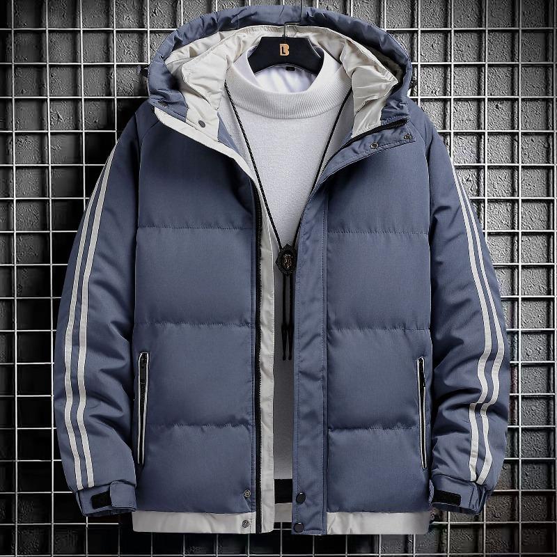 

Winter New Cotton-padded Men s Coat Warm and Thickened Cotton-padded Clothes Loose Hooded Bread Clothes Green Cotton-padded Jacket Price M синий