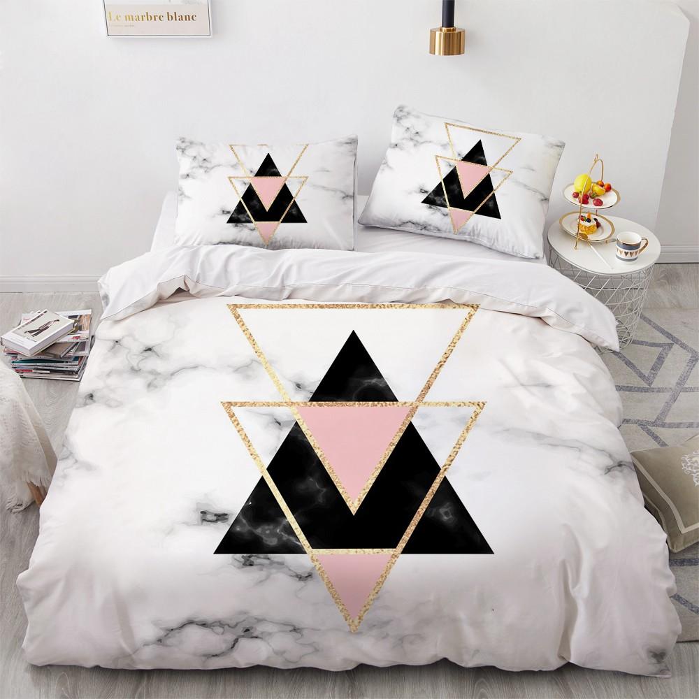 Enkla sängklädesset 3D Marmorering Påslakan Täcke Örngott King Queen Full Double Single Hemtextil