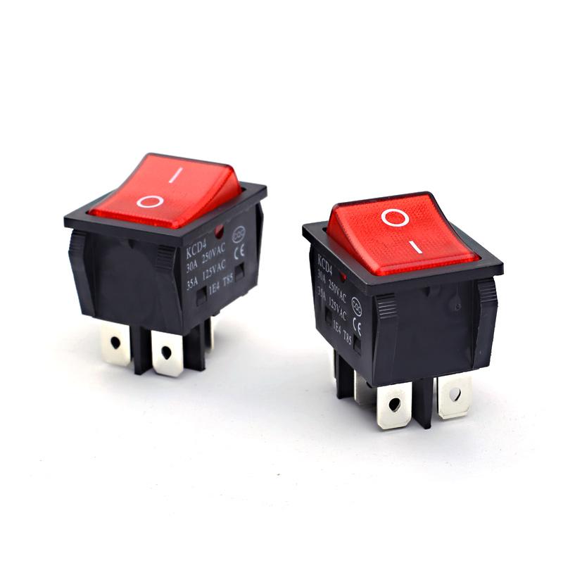 1 PCS,30/35A 250V AC High Current,ON/OFF KCD4 Special for Welding Machinered Copper Rocker Power Switch 4/6Pin Button Switches Switches4