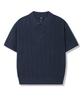 TRILLION Washable Resort Cable Collar Short Sleeve Knit_Navy