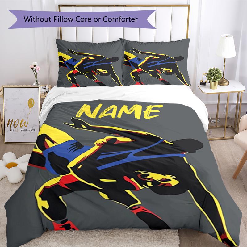 3pcs Custom Name wrestling Bedding Set Duvet Cover Closure Includes 1 Duvet Cover & 2 Pillowcases, Soft and Comfortable for All Seasons.