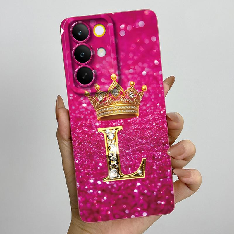 For Realme C85 Pro 2025 Crown Initial Letter Couple Phone Case RealmeC85 Pro 4G RMX5555 Soft Silicone TPU Lens Protective Casing