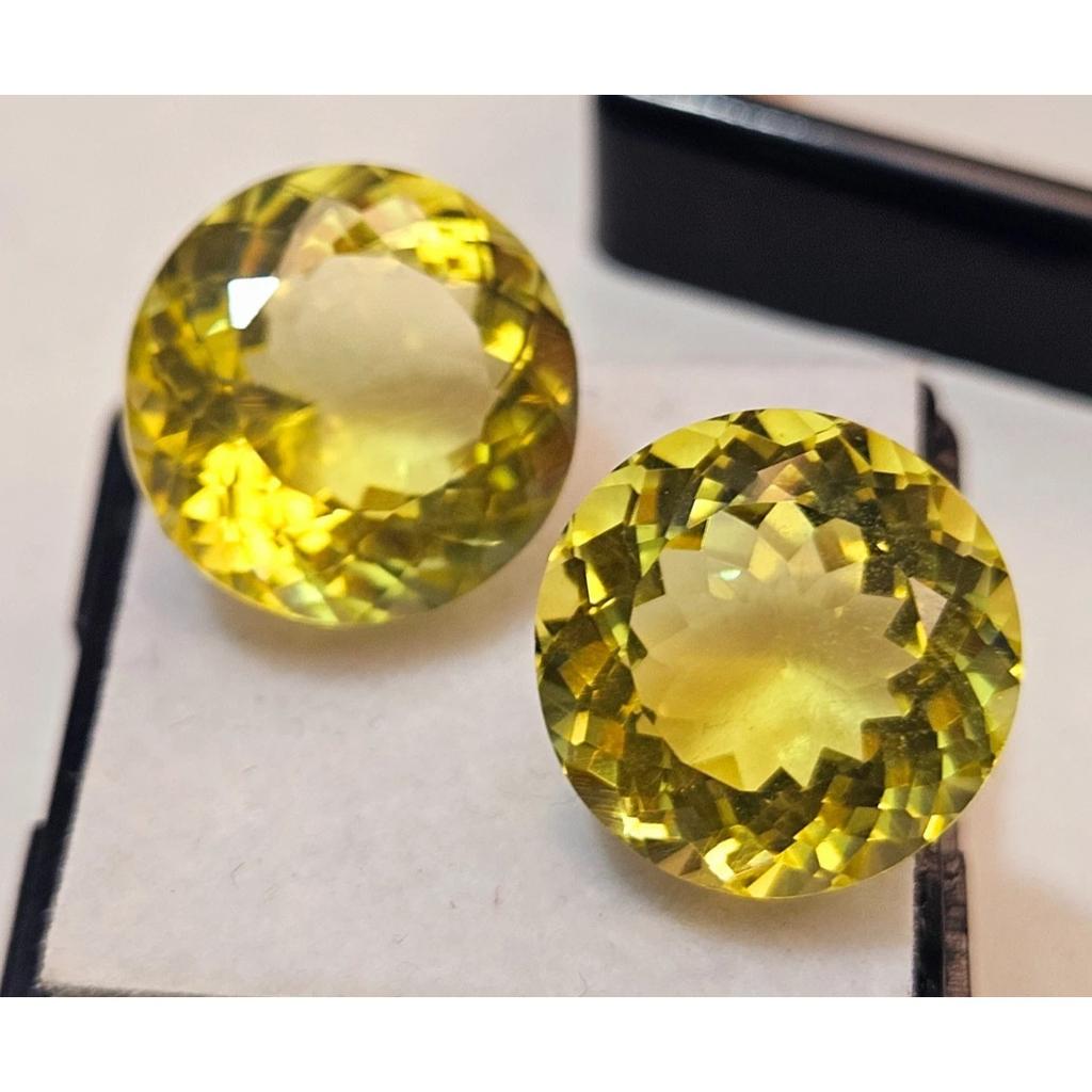 22.10 Ct Natural Yellow Sapphire Round For Earring Making Pair Gemstone