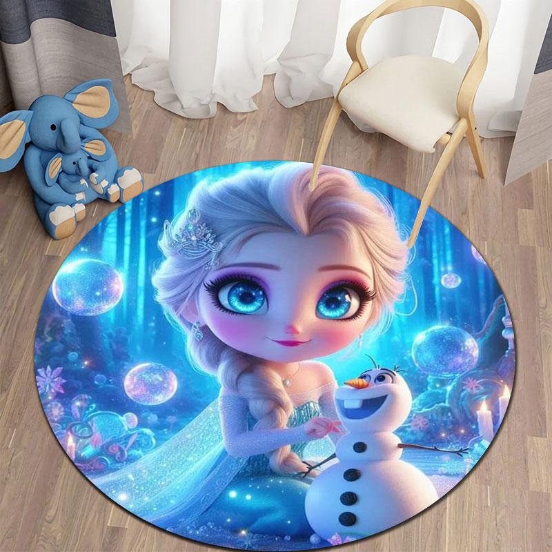 

Olaf and Elsa Print Round Rug, Suitable for Decorating Living Rooms, Bedrooms, Tables, Chairs, Sofas, Etc. 80cm