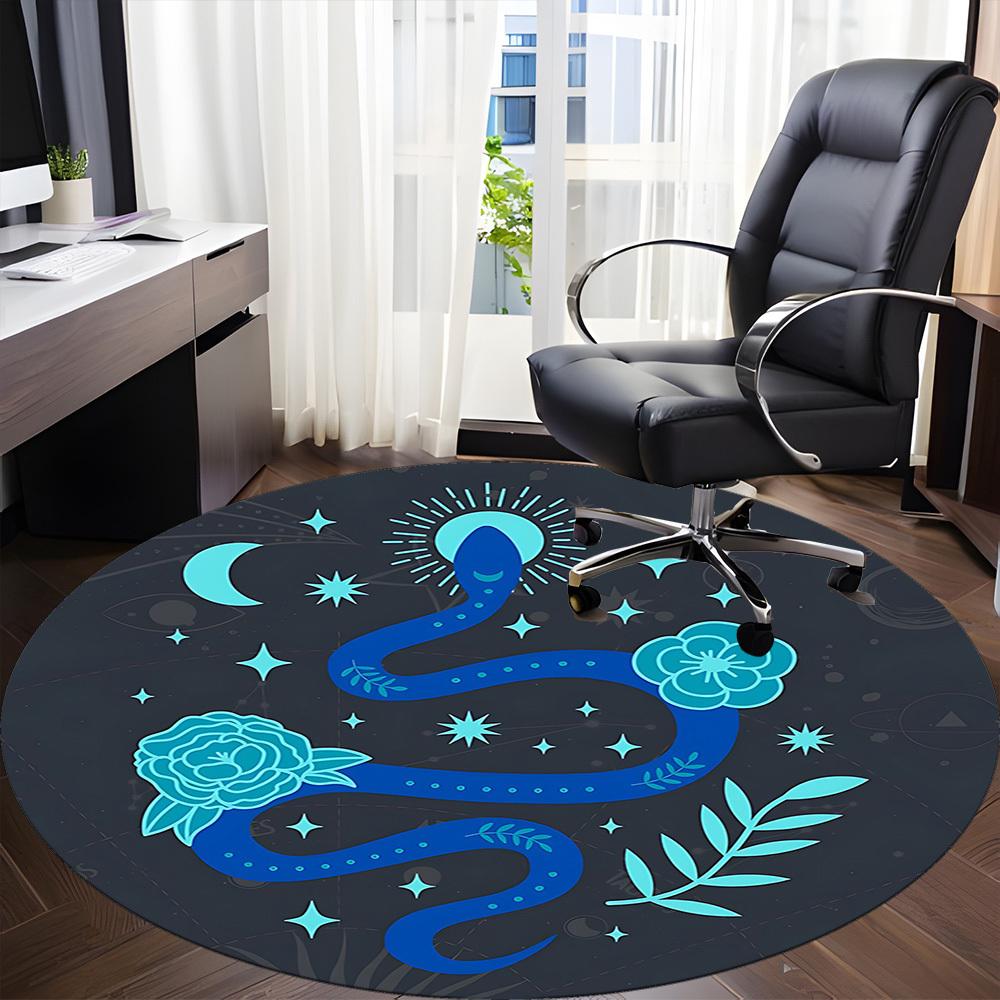 1pc Snake Flowers Office Round Area Rug,  Mat Suitable For Office, Under Office Chairs Bedroom Living Room Home Decor, Room Deco