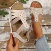 New Style Shoes Thick-soled Shoes One-shoulder Buckle Large-sized Wedge Heel Women's Shoes Sandals
