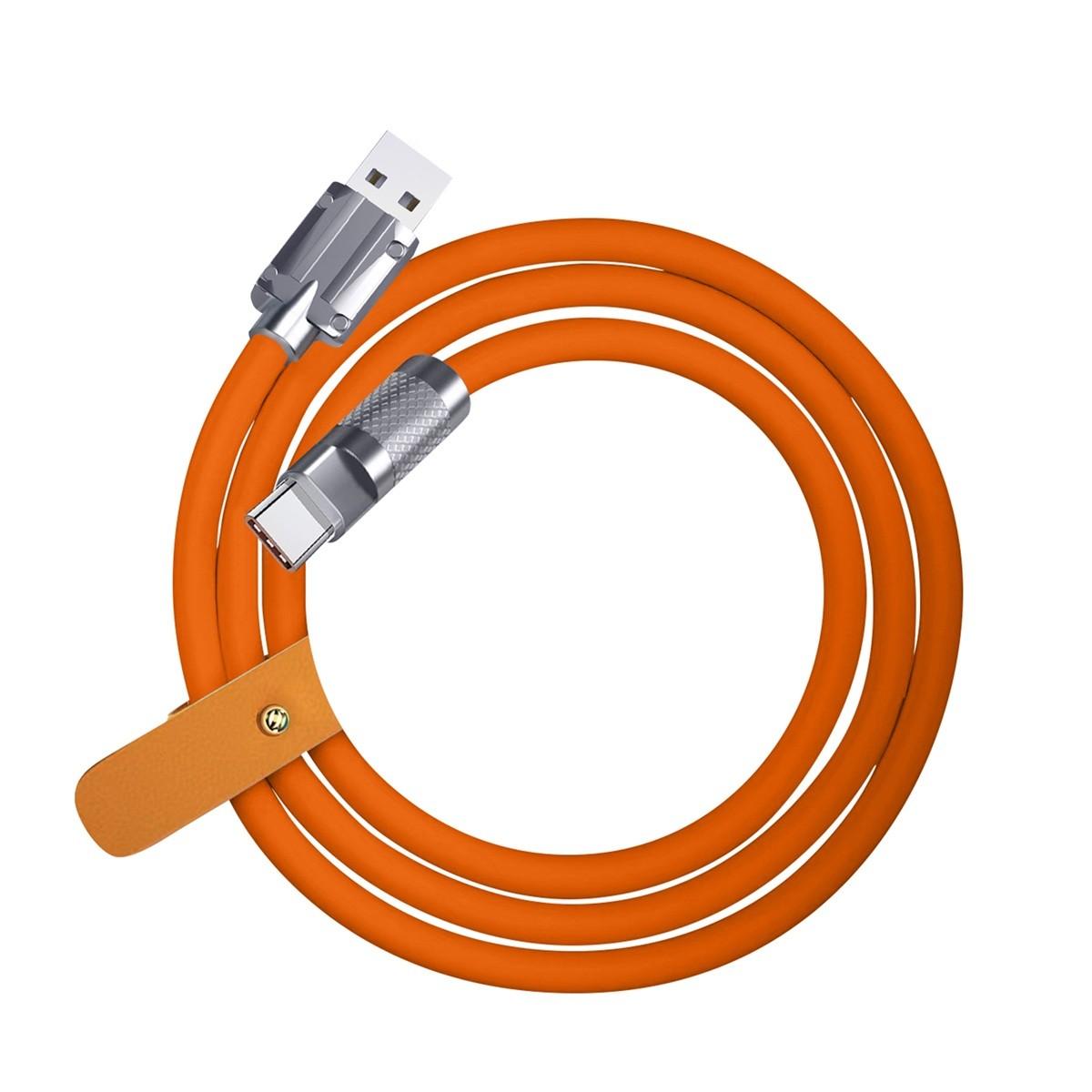 Кабель для сверхбыстрой зарядки 120 Вт, металлический, цинковый сплав, силиконовый, зарядный кабель Micro USB Type-C, кабель для передачи данных One Size оранжевый