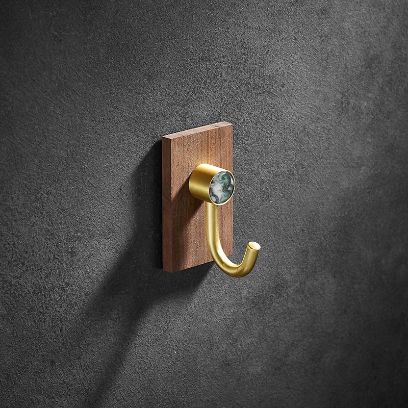 Tuqiu Bathroom Robe Hook Wall Hooks Wood Kitchen Towel Hook Brass Brushed Gold Key Hat Bag Hanger Holder Clothes Hook