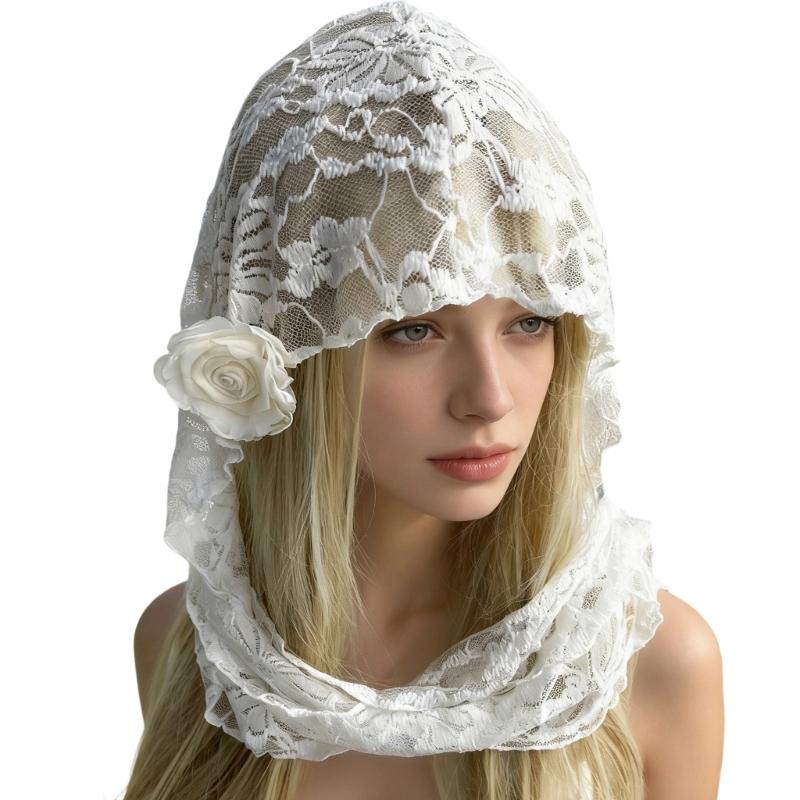 Elegant Hollow Out Mesh Head Wrap Soft Cupro Fiber Hat Bandana Headscarf For Summer Fashion Accessory
