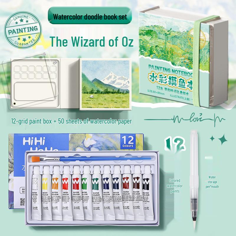 Moyu Watercolor & Acrylic Travel Sketching Set: Portable Palette, Drawing Board, and Book for Painting and Sketching.