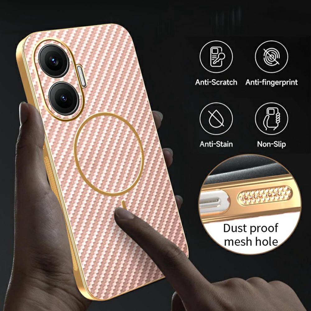 For Xiaomi Redmi Turbo 4 Pro 5G/Poco F7 5G Phone Case Carbon Fiber Textured Electroplated TPU Back Cover