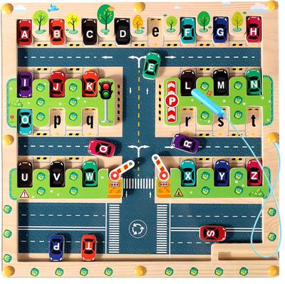 Labirinto magnetico Montessori con numeri e colori in legno, giocattoli per le abilità motorie fini, attività educative per l'apprendimento prescolare per età 3-5