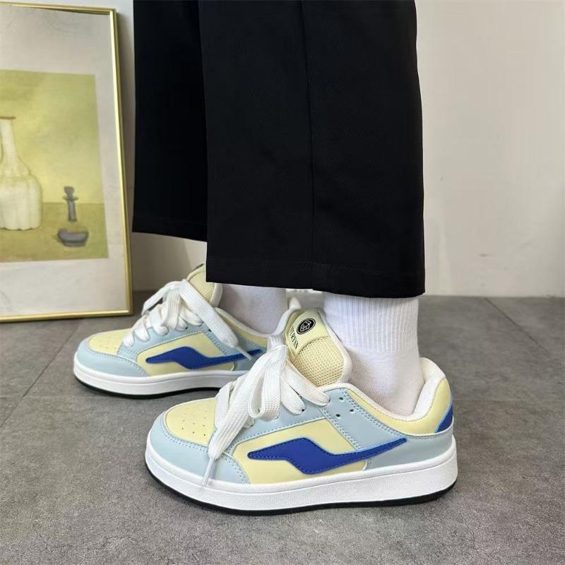 

Нишевые сине-желтые кроссовки на платформе, сочетающиеся по цвету, женские, в стиле дофаминового кампуса, повседневные алфавитные кеды 40