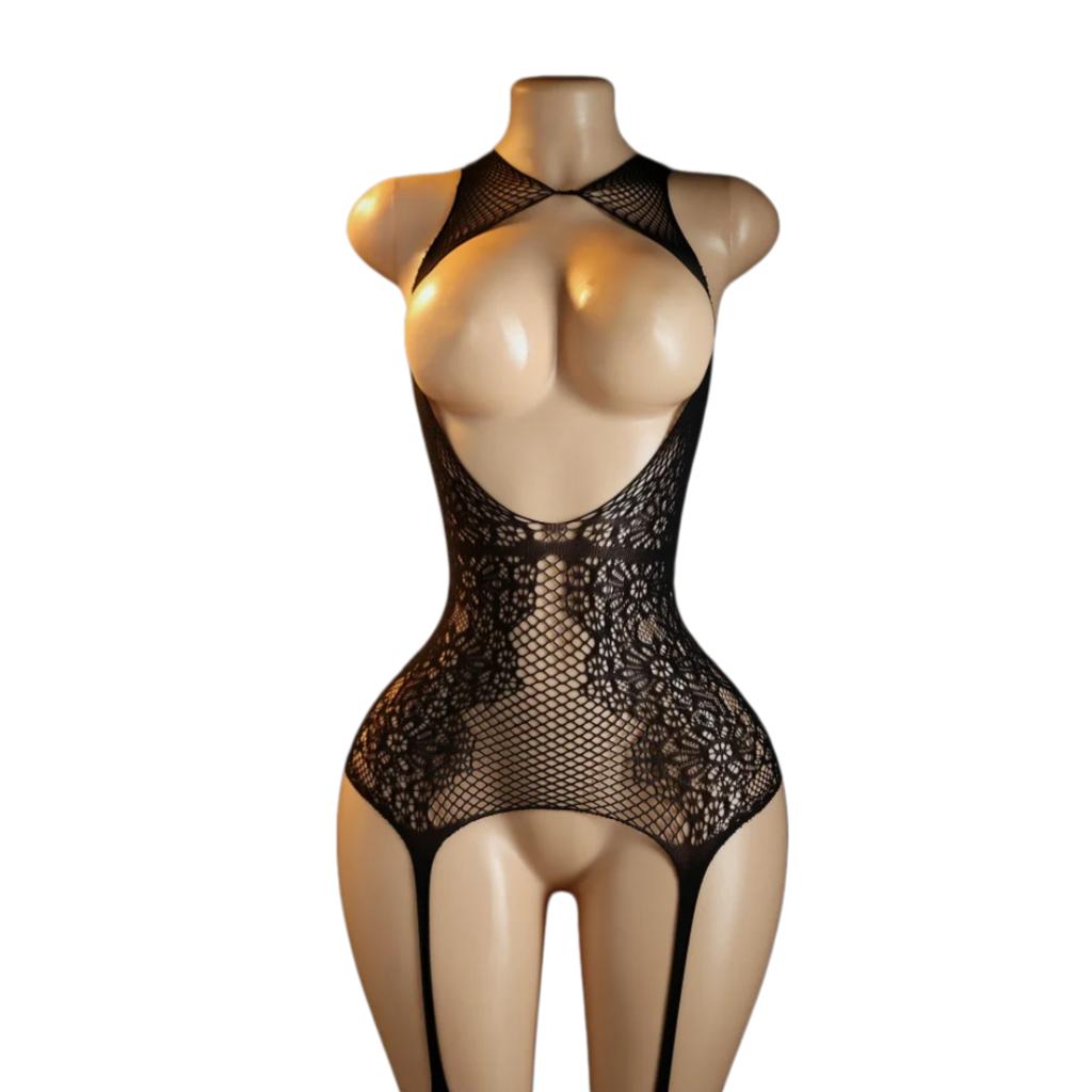 Women Fishnet Leopard Print Sexy Lingerie Bodysuit Open Crotch Bodystocking For Adult See Through Nightwear