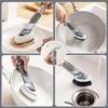 Liquid Dispenser Kitchen Cleaning Brush 3 In 1 Dish Cleaning Brush Scrubber Brush  Sink Cleaning