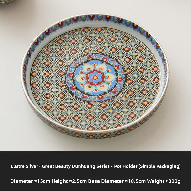 Exquisite Large Beautiful Dunhuang Silver Tea Set Accessories High End Pot Mat Tea Tray Gongfu Tea Utensils Ceramic Tea Table...